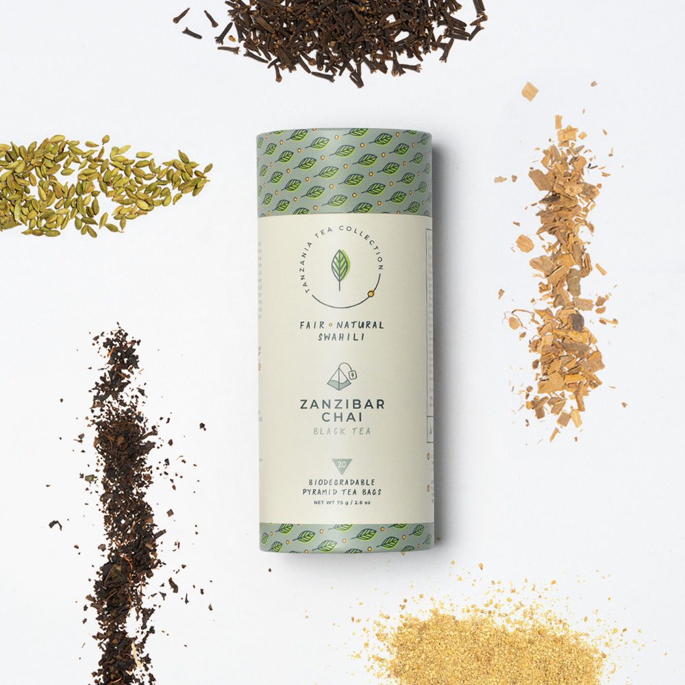 Kodamer thé noir chai africain Le Thé noir Zanzibar Chai | KAZI YETU 75g est un mélange exquis de thé noir de qualité supérieure et d’épices traditionnelles de Zanzibar.