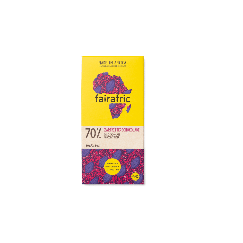 Chocolat noir 70% vegan bio | FAIRAFRIC 80g Chocolat noir 70% vegan bio | FAIRAFRIC 80g